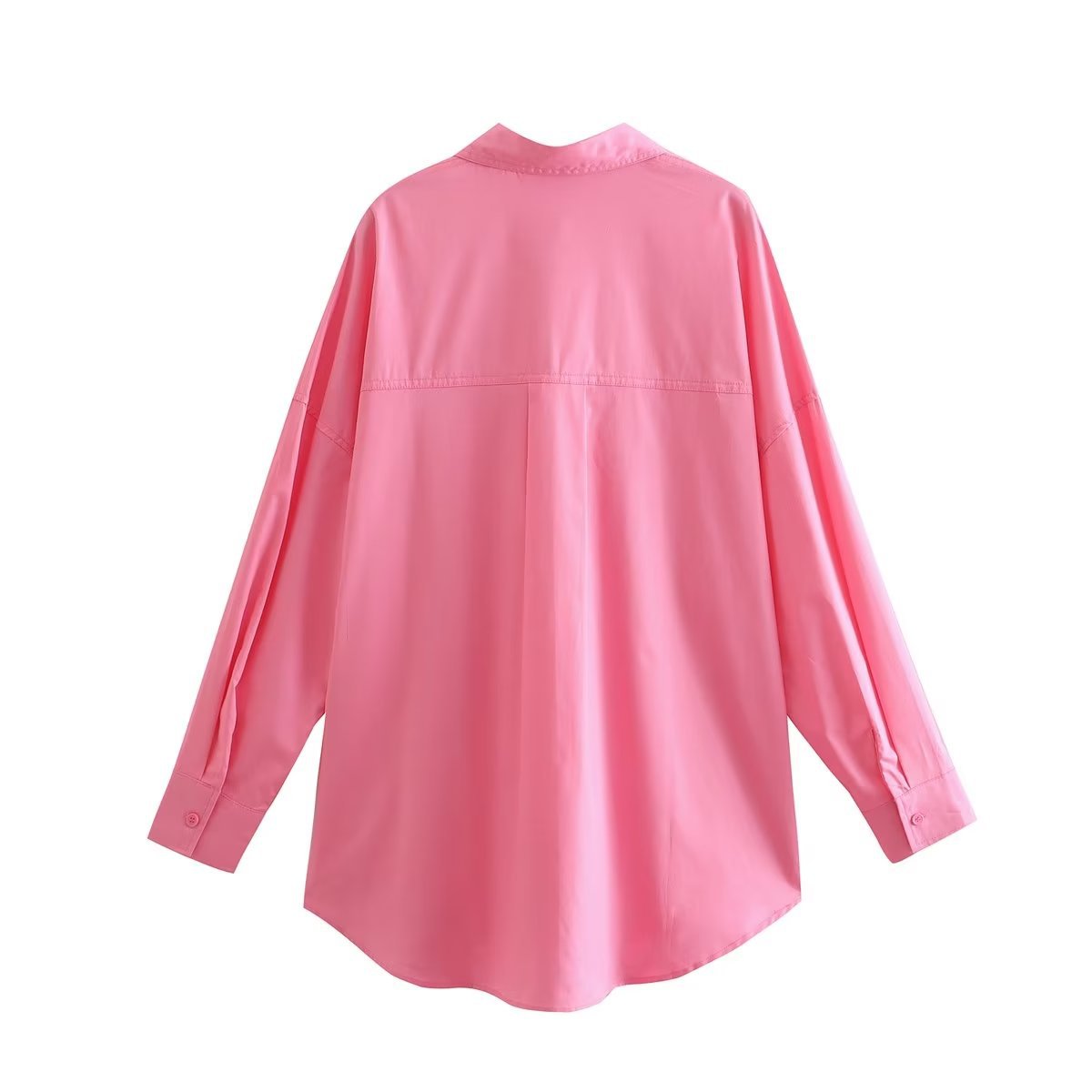 lapel loose long-sleeved contrast color stitching pocket shirt NSYXB137082