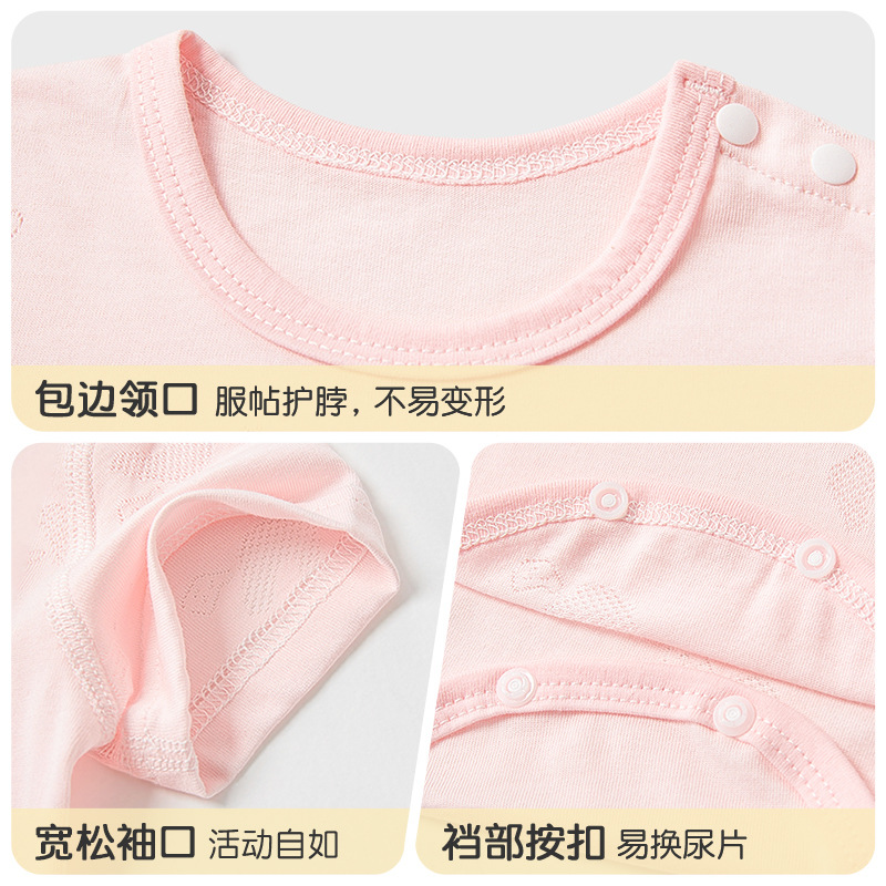 Bebé de una pieza de verano para hombres y mujeres, mamela triangular transpirable delgada, chaqueta de manga corta, ropa de recién nacido, ropa de verano para bebés