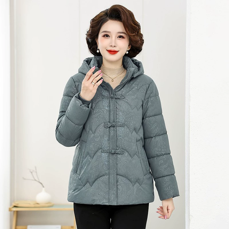Зимняя хлопчатобумажная одежда мамы, бархатная и толстая зимняя бабушка с капюшоном, теплая хлопчатобумажная куртка
