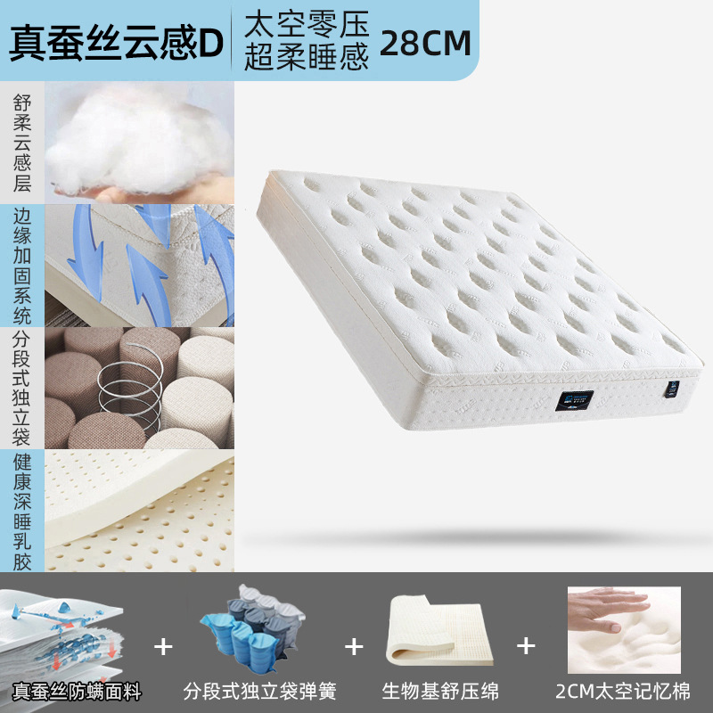 리얼 실크 클라우드 스타일 (바이오 기반 스트레스 해소 폼 + 2cm 메모리폼 + 쿨 패브릭 독립 스프링 + 통기성 실리콘 폼)