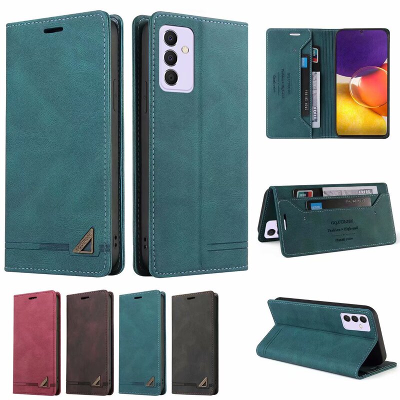 For Samsung S25 Ultra Skin Scrub Phone Case A56 Suction Flip Card Wallet Protective Case Leather Case