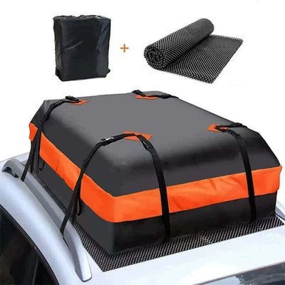 Car Roof Bag Off-Road Thickeneded Roof Luggage Bag Outdoor Roof Waterproof and Wear-Resistant Roof Storage Bag (Kempinq və səyahət) - orange-420d-roof-bag-anti-slip-mat