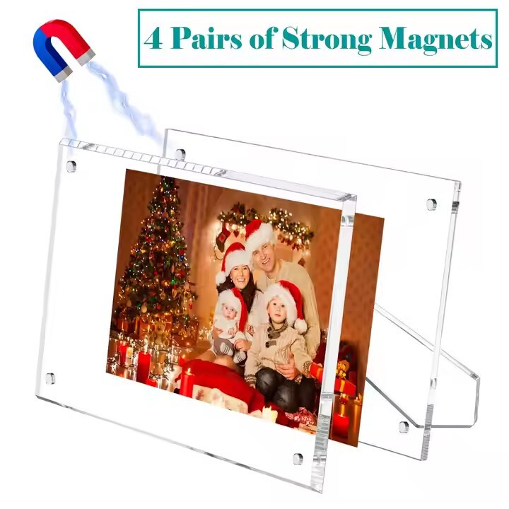 5x7inch Transparent Magnetic Photo Frame Magnet Frameless Desktop Acrylic Picture Frame with Table Display Stand Holder 5x7inch Transparent Magnetic Photo Frame Magnet Frameless Desktop Acrylic Picture Frame with Table Display Stand Holder
