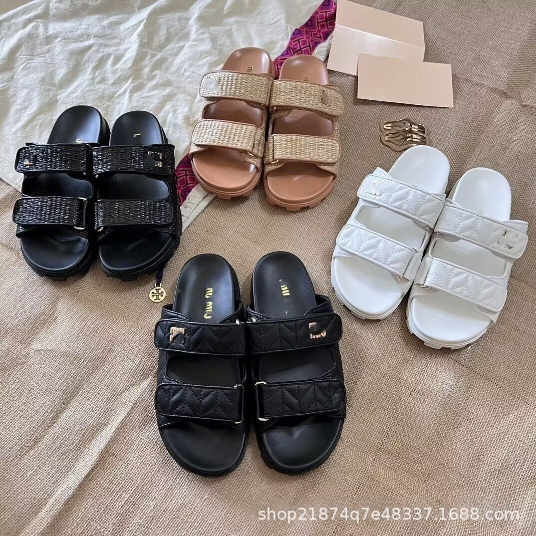 Qadın yay səndəlləri qalın altlıq, toxuma üstlü, Velcro bağlamalı