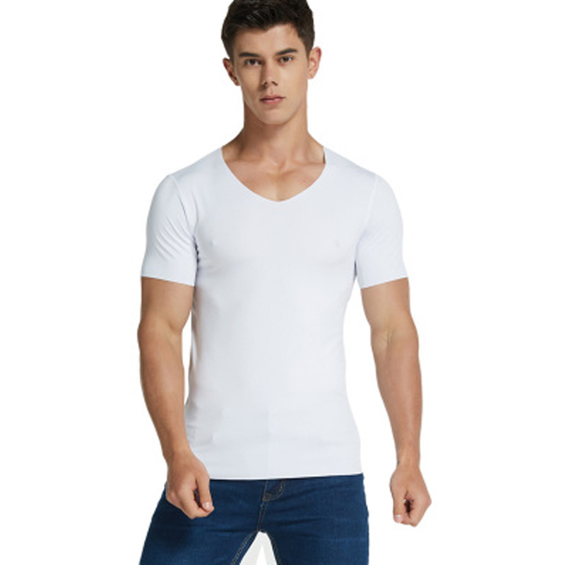 Hombre camiseta de hielo sin marcas de manga corta de verano delgada camiseta deportiva elástica juvenil ropa de secado rápido