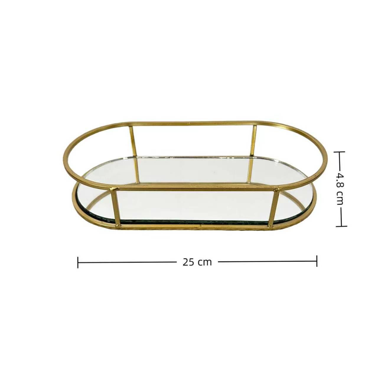 Espejo de lujo ligero bandeja de almacenamiento cosméticos perfumes joyas acabado estante de pastel estante de escritorio ins bandeja de aire