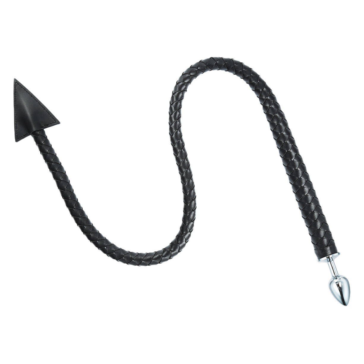 Venta al por mayor negro sexo juguetes pu látigo triángulo cuero látigo anal plug juguetes coqueteo SM alternativa multi-propósito látigo