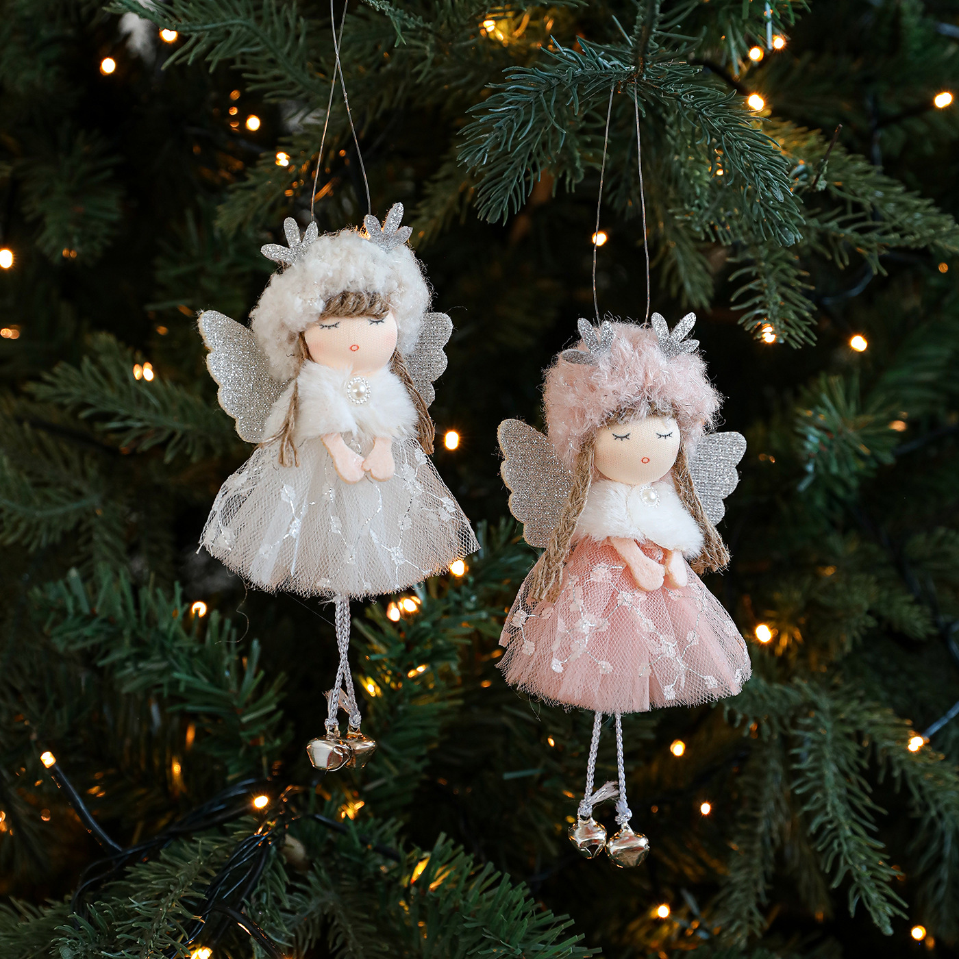 Nuevo de Navidad de peluche cuerno de ciervo ángel chica colgante árbol de Navidad colgante muñeca creativa decoración muñeca colgante