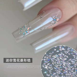高品迷你菱形美甲钻5A透明锆石雪花平底微锆小麦穗堆钻美甲小饰品