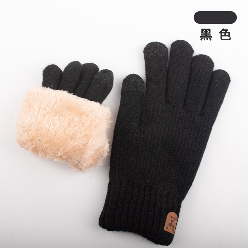 Amazon ニット手袋女性用暖かく耐寒性アウトドアサイクリング冬二重層ベルベット厚みのあるタッチスクリーン手袋|undefined