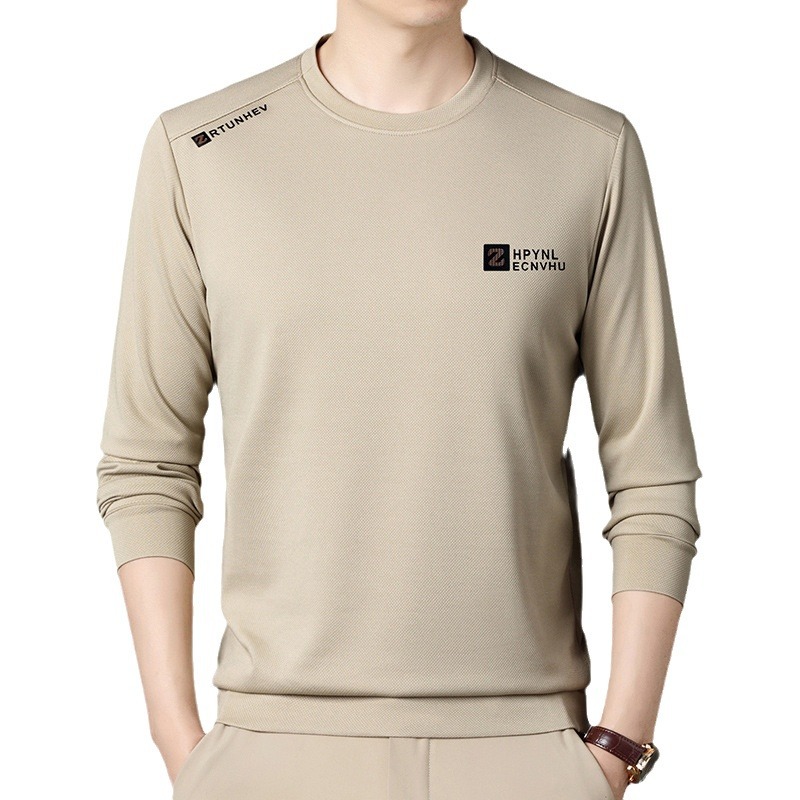 2024 frühling und Herbst Neue Lange Ärmeln T-shirt männer Rundhals Unten Mode Marke Vielseitig Top_voghion.com
