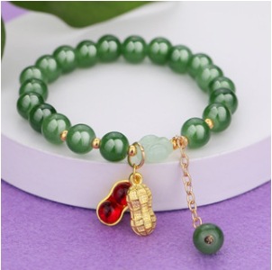 S079-Pulsera de cuentas de jade Donglin de maní rojo#tamaño 353