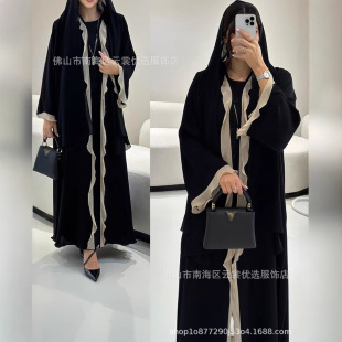 Middle East Fashion Elegant Ruffle Long Sleeve Cardigan Robe