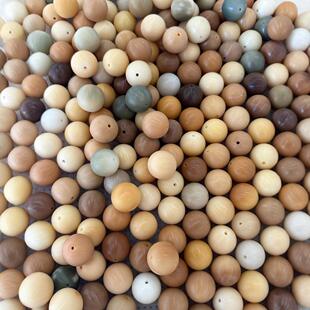 Landing Fruit Rare Large Size Round Bead White Jade Bodhi Bracelet Single Weathered Bodhi Root Scattered Seed