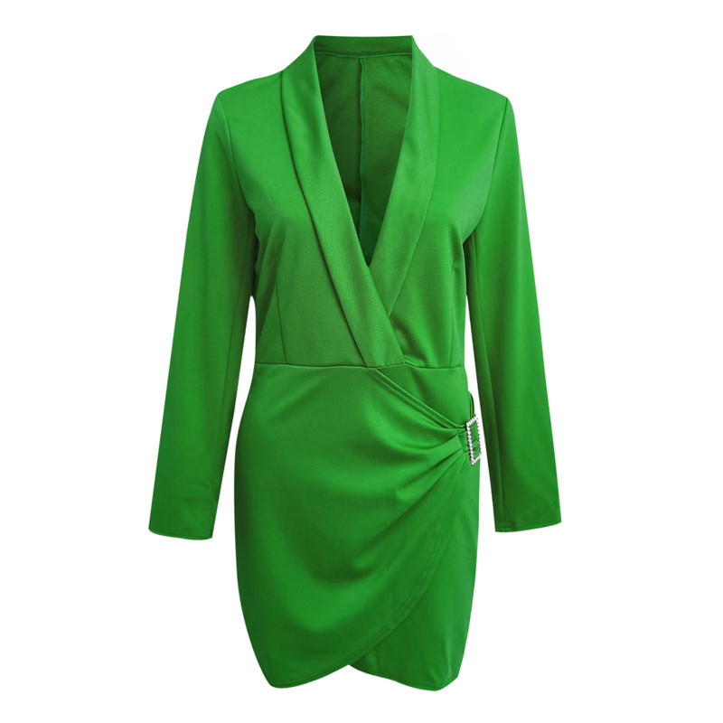 Autumn And Winter Women's Long Sleeve V-neck Party Dress Office Women