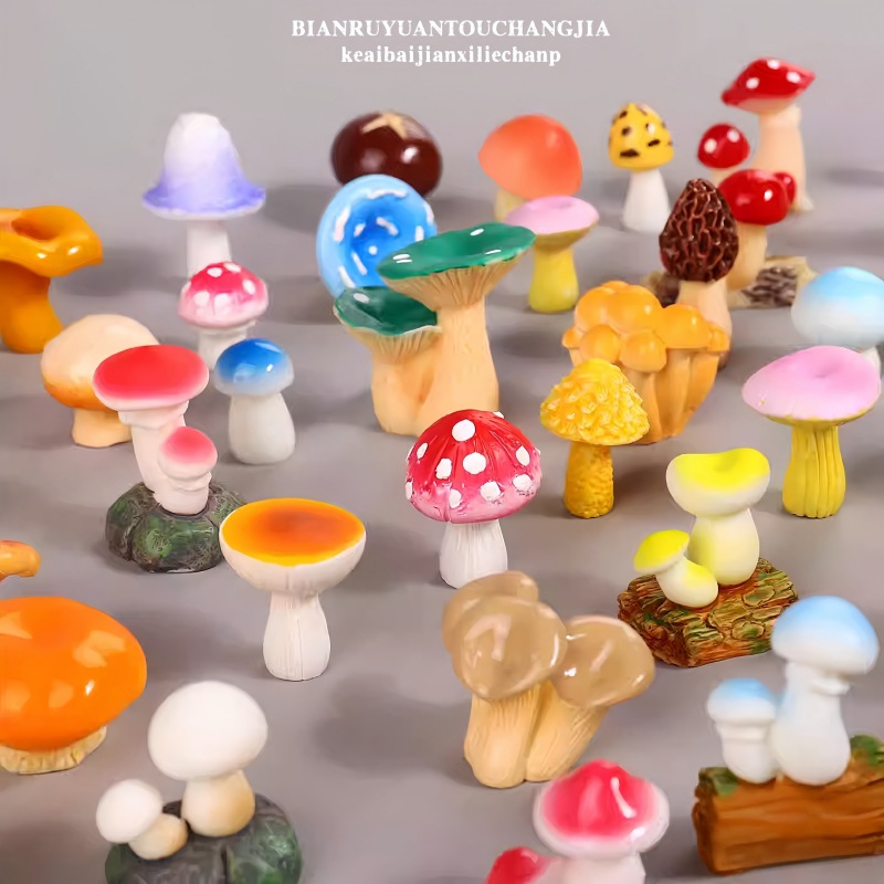 Adornos de hongos de simulación pastoral Escena creativa en miniatura Artesanía de resina de micro paisaje Fabricantes de adornos pequeños al por mayor