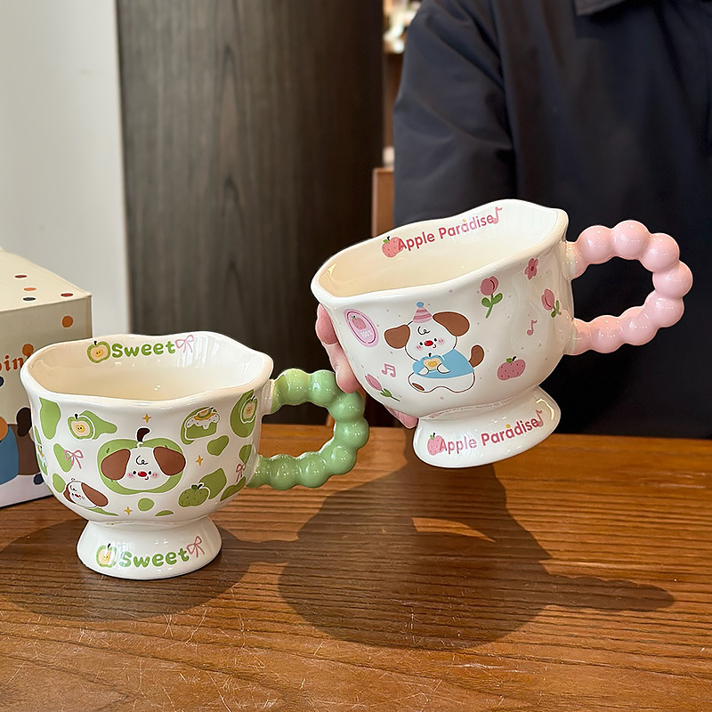ins风可爱小狗陶瓷马克杯 高颜值女生杯子情侣水杯家用儿童早餐杯|undefined