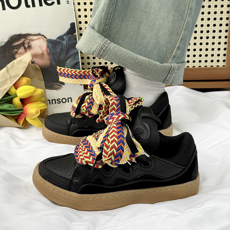 Zapatos de mujer de la escuela de goma suela de látex nicho de diseño retro pareja engrosado pan zapatos deportivos de moda zapatos de hombre