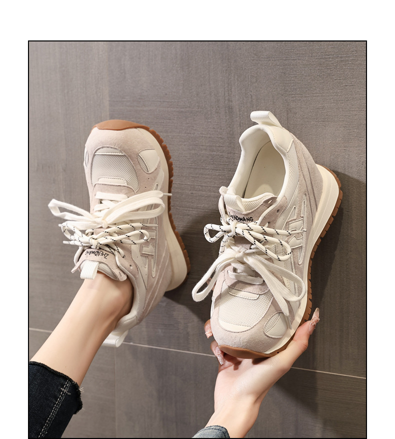 Giày sneaker nữ đế dày tăng chiều cao phong cách thể thao — màu be chi tiết 14