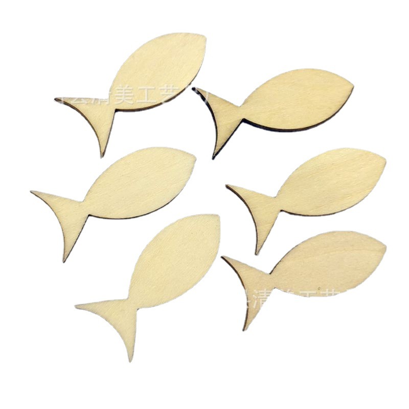 Pescado sólido de madera de 40*19mm Tablero de madera de tilo decorativo Pescado sólido 50 piezas por paquete