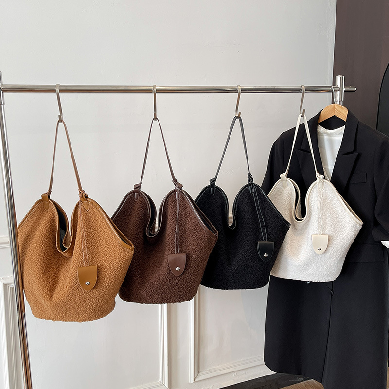 Bolso Tote de Peluche para Mujer Gran Capacidad Juego 2 en 1 para Uso Diario