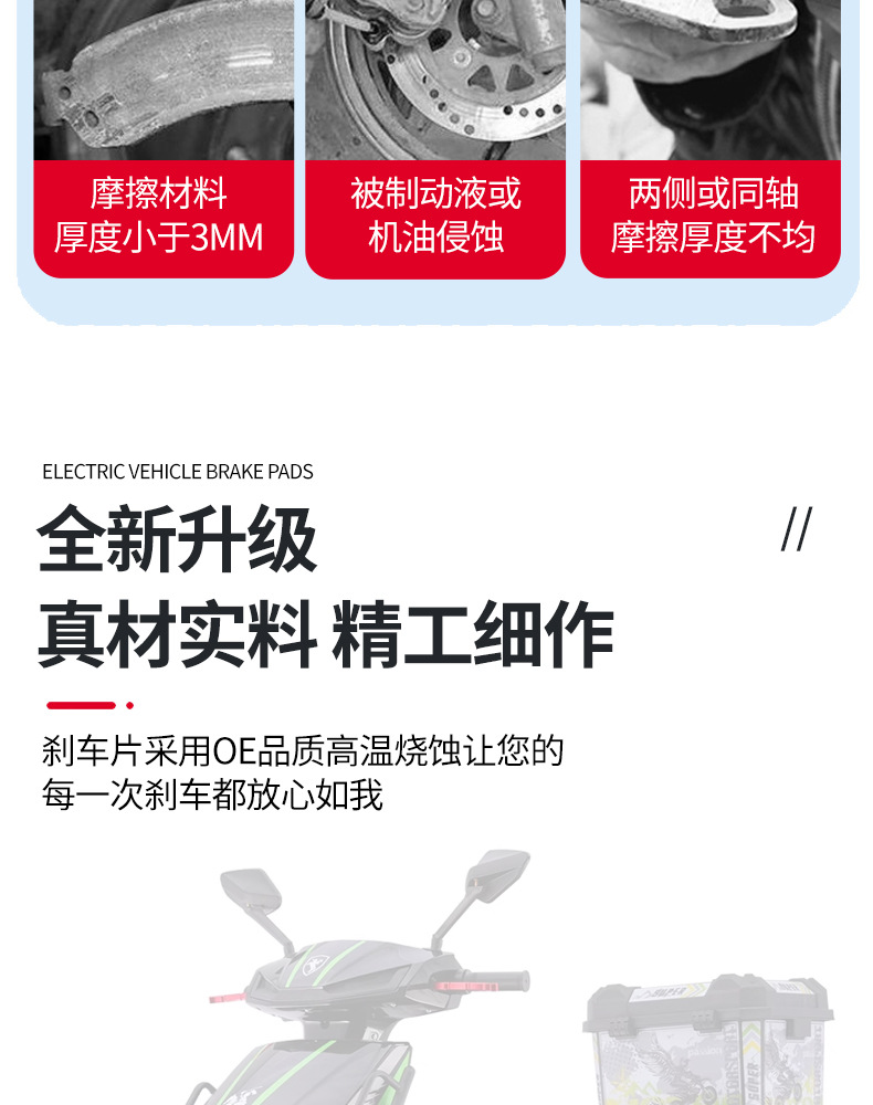 New Upgraded Disc Brake Pads for Delivery Riders' Electric Vehicles, Wear-Resistant and Waterproof, Suitable for Black Knight Delivery Vehicles