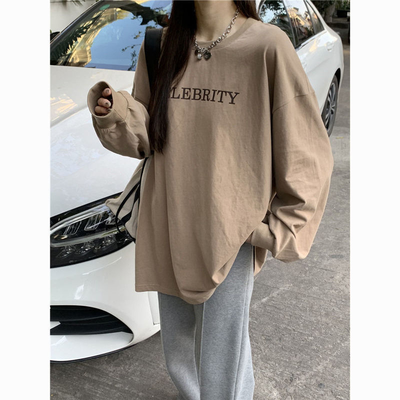 春秋新款时尚百搭打底衫斤胖大码女装宽松显瘦长袖恤上衣服|undefined