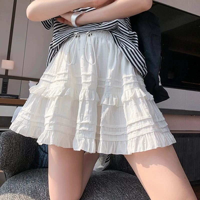 Платье для беременных Мода без живота Юбка шорты Сладкий жаккардовый летний маленький торт Тонкая юбка А