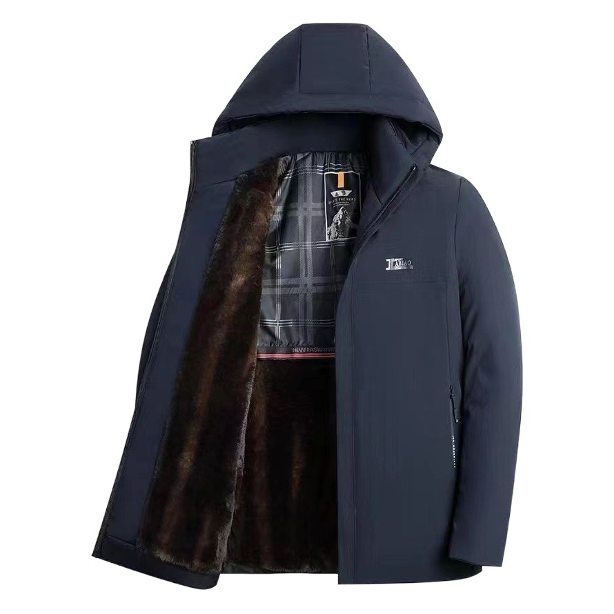 Chaqueta acolchada de algodón de invierno para hombres de mediana edad y ancianos con forro de lana engrosada a prueba de frío Chaqueta acolchada de algodón de papá con capucha a prueba de frío nuevo Abrigo acolchado de algodón