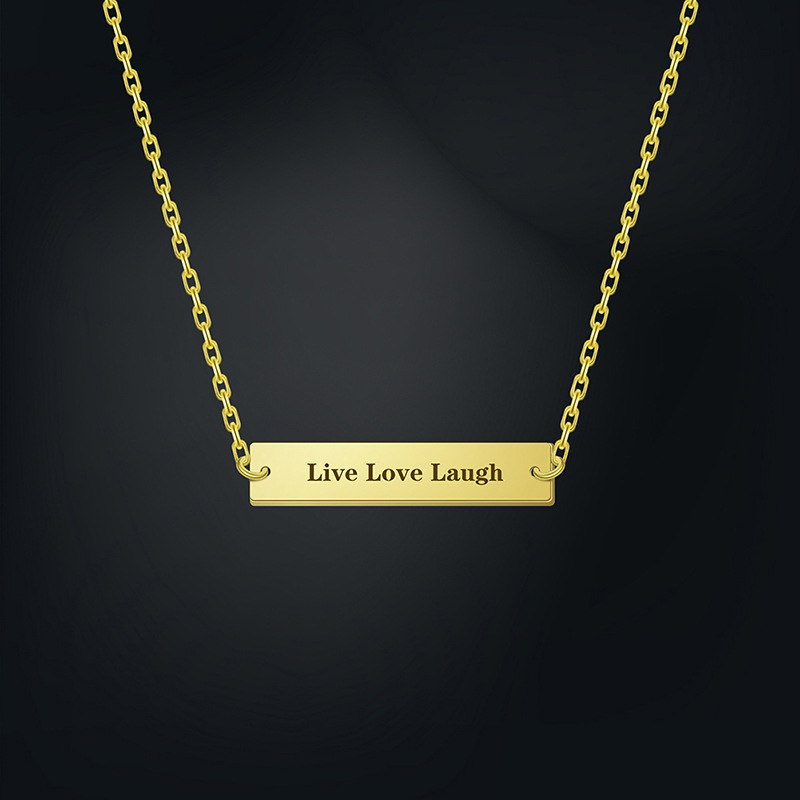 Europe and the United States new personality 18K real gold tag necklace cross chain Live Love Laugh horizontal pendant necklace