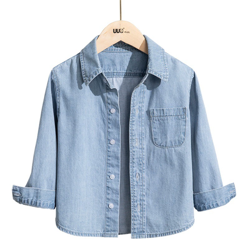 Рубашка для девочек весна и осень 2022 корейская версия детской одежды джинсовая куртка повседневная кардиган с длинными рукавами топ свободный