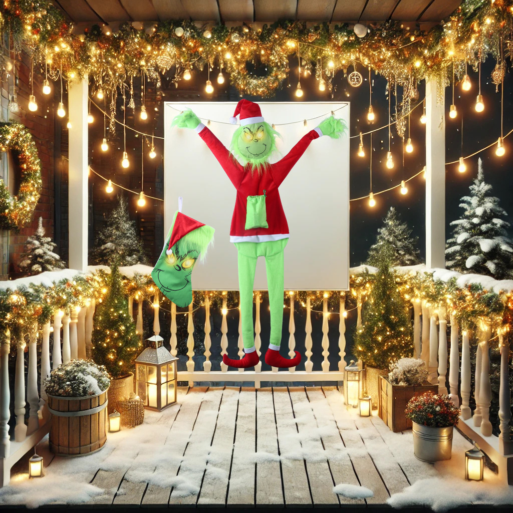 Navidad transfronteriza Grinch luminoso trepar paredes ropa de Navidad escenas de ojos luminosos Grinch peluche set de Navidad