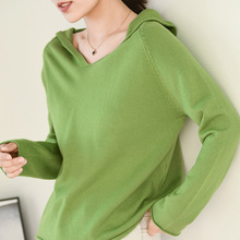 2023春秋新款带帽毛衣打底套头卫衣连帽毛针织衫女内搭外套帽衫潮