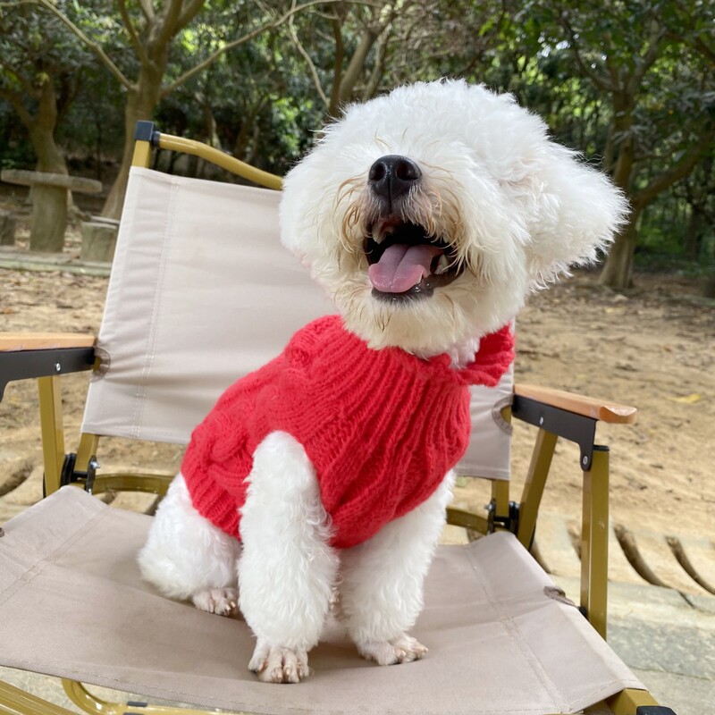 Pet Knitted Warm Sweater for Dogs and Cats, Hemp Rope, Bichon, Pomeranian, Teddy Clothes, Golden Retriever, Large Dogs, Fleece-Lined