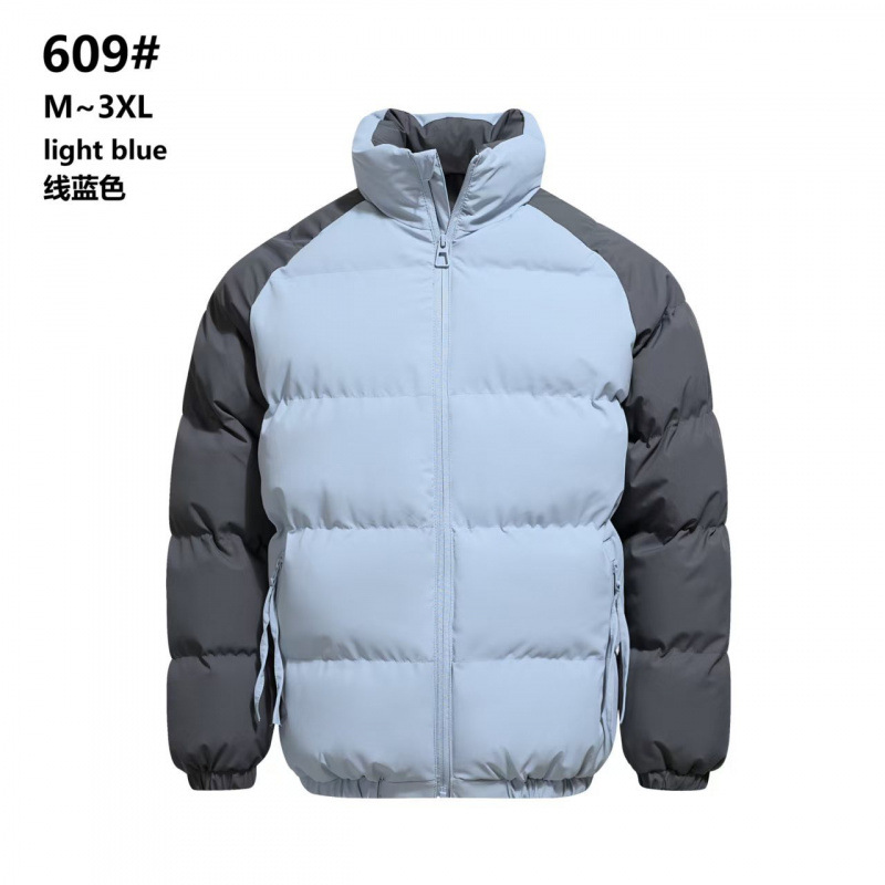 Stand-collar cotton jacket, popular cross-border foreign trade item, color-blocked cotton coat for men and women, thickened, warm, loose-fitting, trendy winter cotton coat