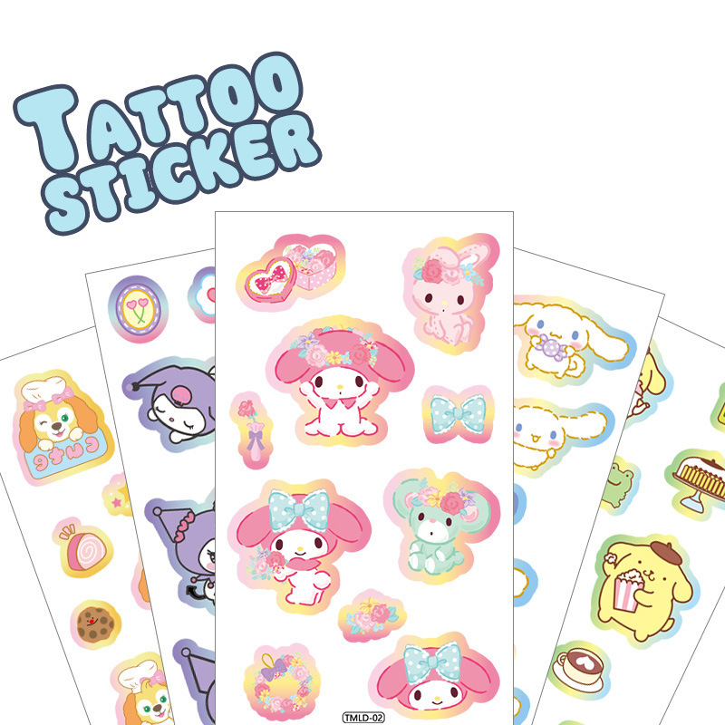Wholesale 10 Cartoon Luminous Tattoo Stickers Cute Kuromi Star Dew Children's Face Decoration Stickers Waterproof