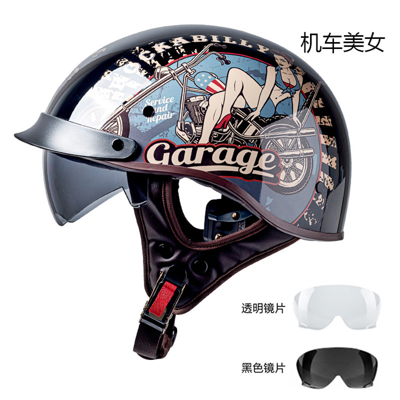 オートバイの電気自動車の半ヘルメットの復古ヘルメットを卸売りします。