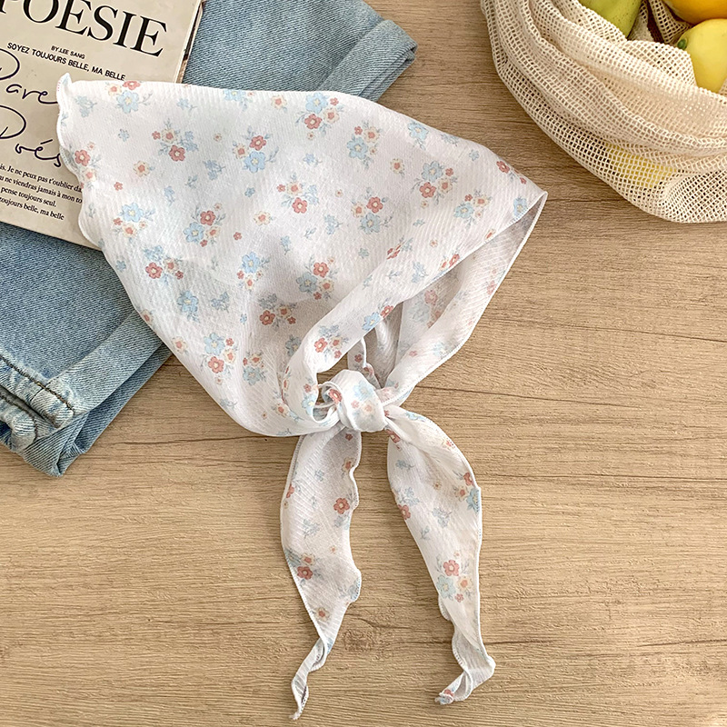 Bufanda de seda nuevo estilo protector para el cuello bufanda para el cuello pequeño y fresco pañuelo floral a cuadros cinturón para el cabello para atar el cabello bufanda triangular multiusos para atar la cintura