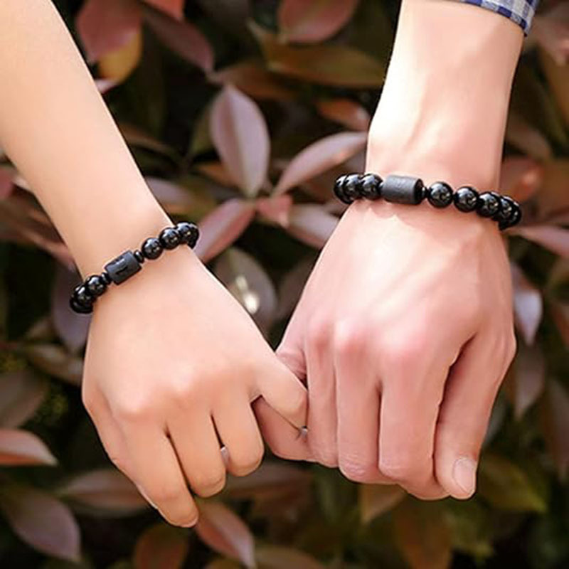 天然黒金黒曜石龍と鳳凰バレルビーズ男性と女性のブレスレット学生新しい黒金瑪瑙ブレスレットギフト|undefined
