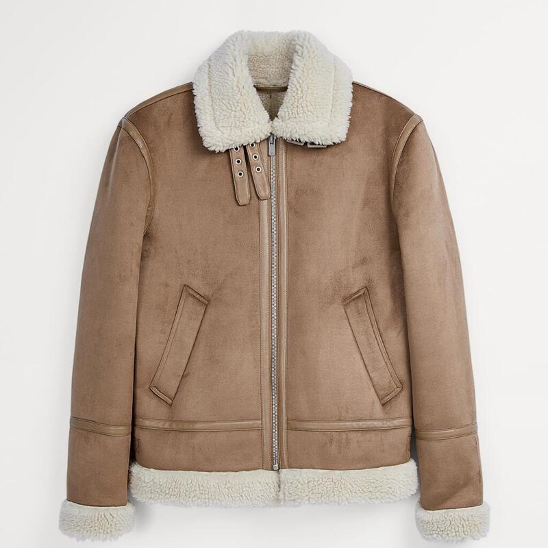 Autumn and Winter New Men's Faux Lamb Wool Deerskin Fleece Jacket Coat 6318354