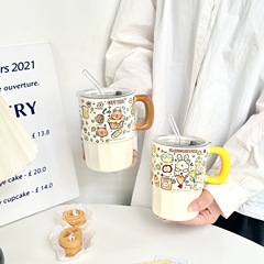 吸管馬克杯帶蓋高顏值陶瓷杯子可愛水杯ins女生咖啡牛奶杯果汁杯