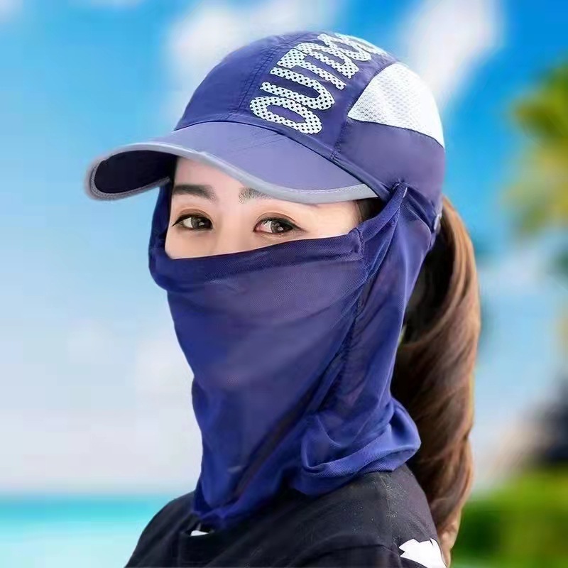 Summer sunscreen breathable folding sun hat men's and women's sun hat electric car running outdoor mountaineering face-covering fishing hat