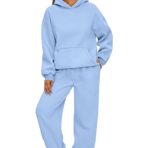 2025 European and American Autumn/Winter Women's 2-Piece Casual Hooded Sweatshirt and Pants Set