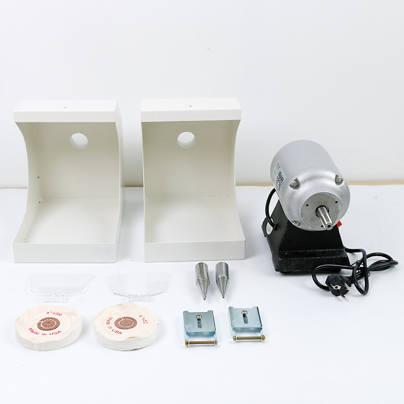 Técnico dental máquina de pulido de doble tapa con rueda de tela máquina de pulido dentadura pulido máquina de pulido de doble cabeza máquina de pulido de soporte de goma
