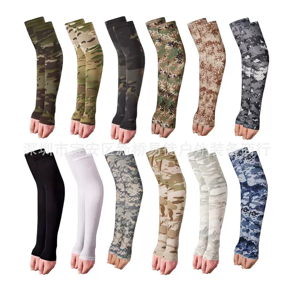 Summer Ice Sleeves for Outdoor Sports, Sun Protection Sleeves for Cycling, Hiking, Fishing, Sunshade, Camouflage Ice Sleeves for Men, Ice-Feel