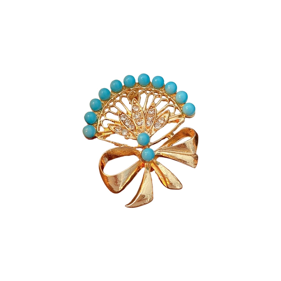 Medieval vintage arco ventilador de diamante broche de lujo ligero retro accesorios de ropa versátil