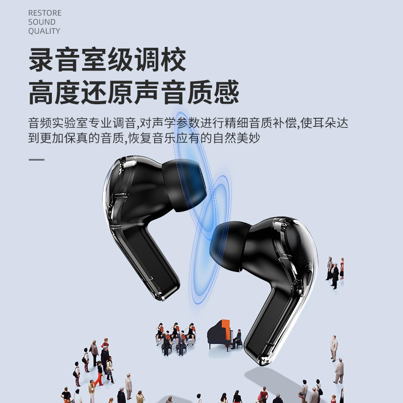 Auriculares Bluetooth AirMAX transfronterizos en la oreja, pantalla táctil LCD a color, reducción de ruido, auriculares deportivos transparentes de larga duración