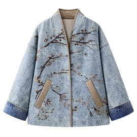 现货2026春新款时尚新中式国风刺绣宽松棉服外套2K1HR07