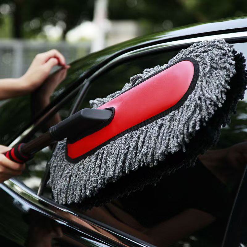 Car High-End Car Wiping Mop, Snow Velvet Dust Duster, Car Washing Dust Sweeper, Wet and Dry Wax Brush Cleaning Tool Set
