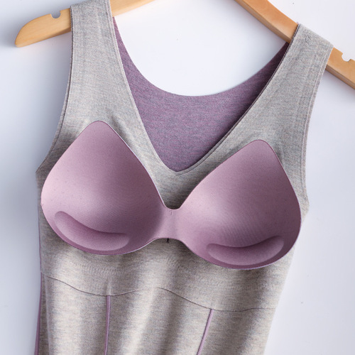 Women's Thick Fleece Lined Warm Underwear Top with Padding for Autumn and Winter - New Arrival Invisible Seamless Warm Vest for Layering - Bulk Wholesale